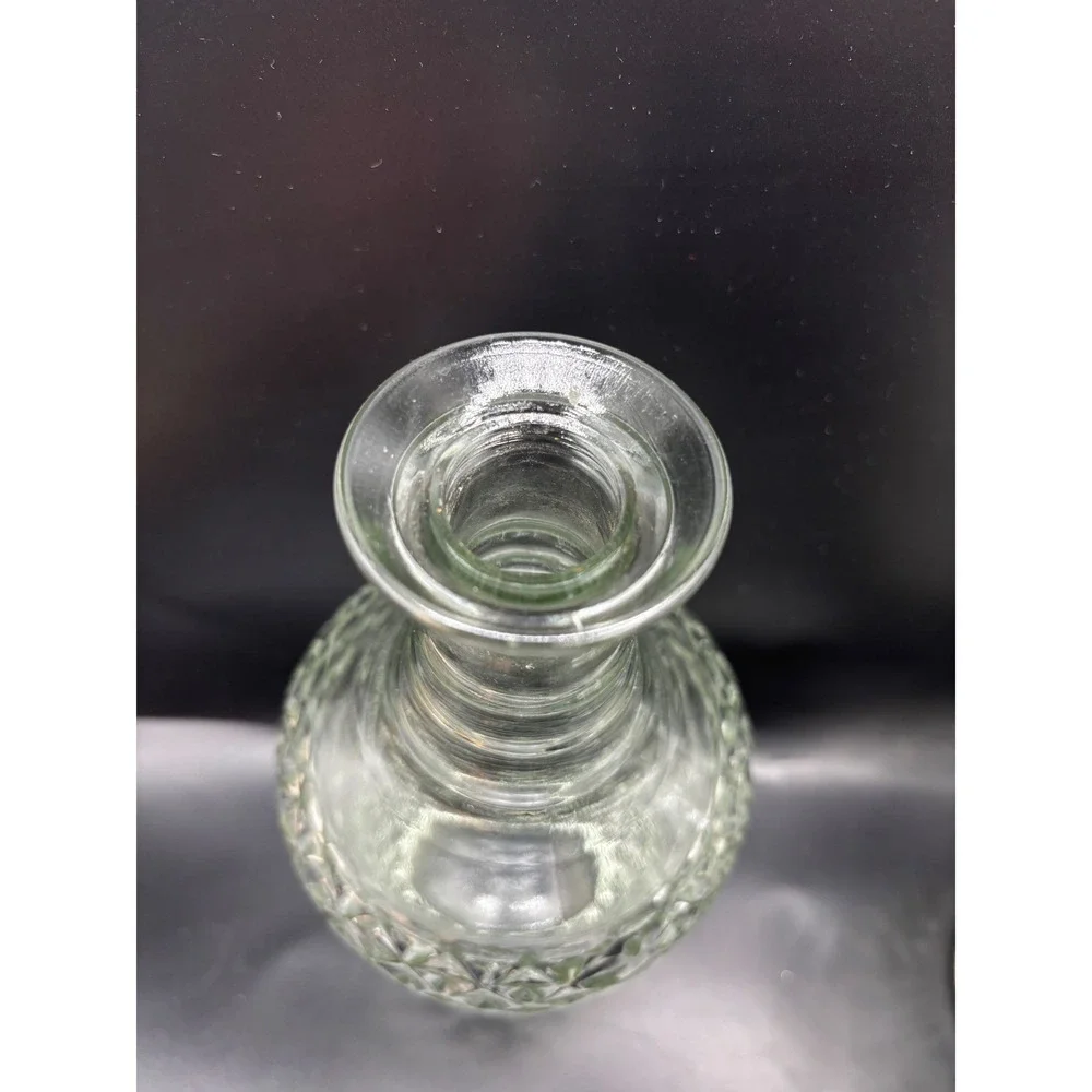 Vintage Glass Decanter Diamond Quilted Ribbed Pattern with Cork‎ Stopper 11